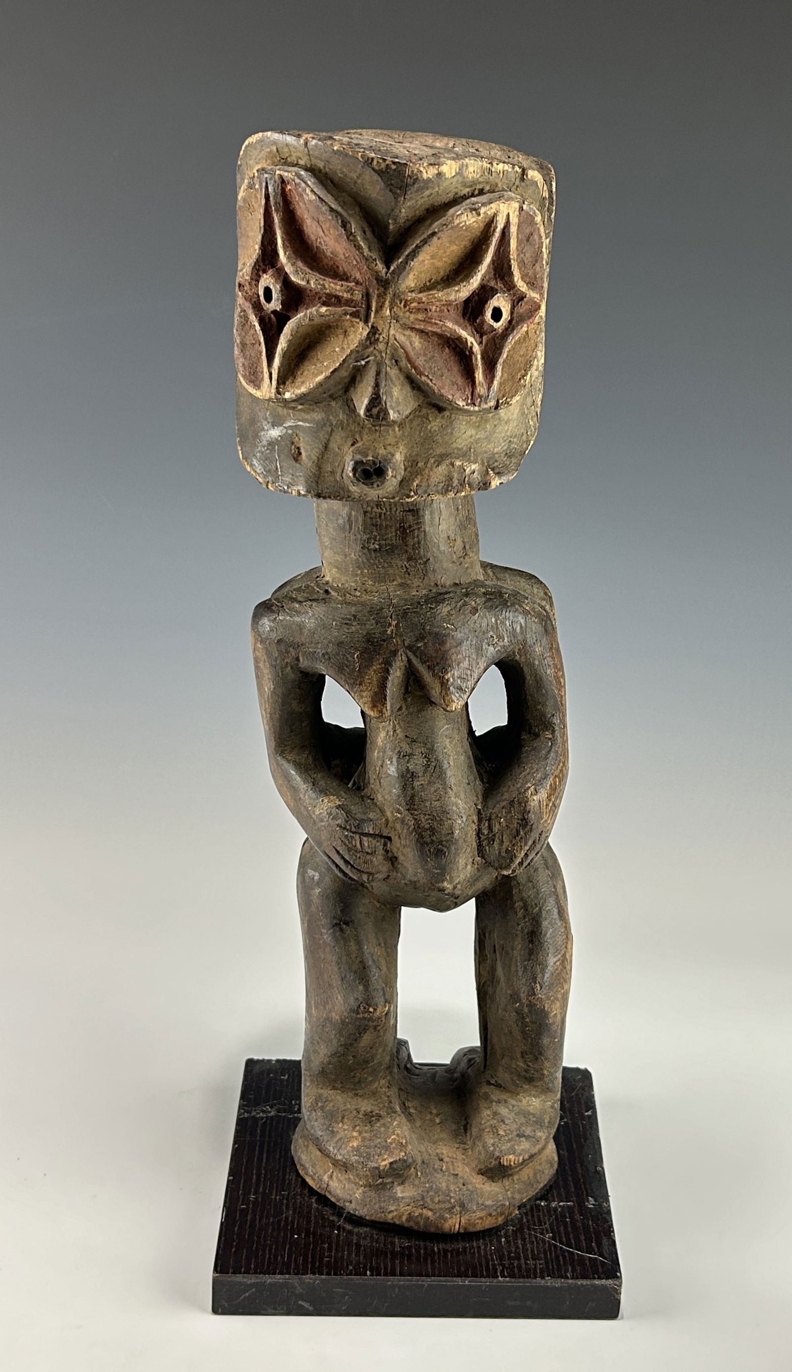 NO RESERVE! AFRICAN DR CONGO EASTERN BEMBE DOUBLE HEADED FETISH WOODEN STATUE (1 of 6)