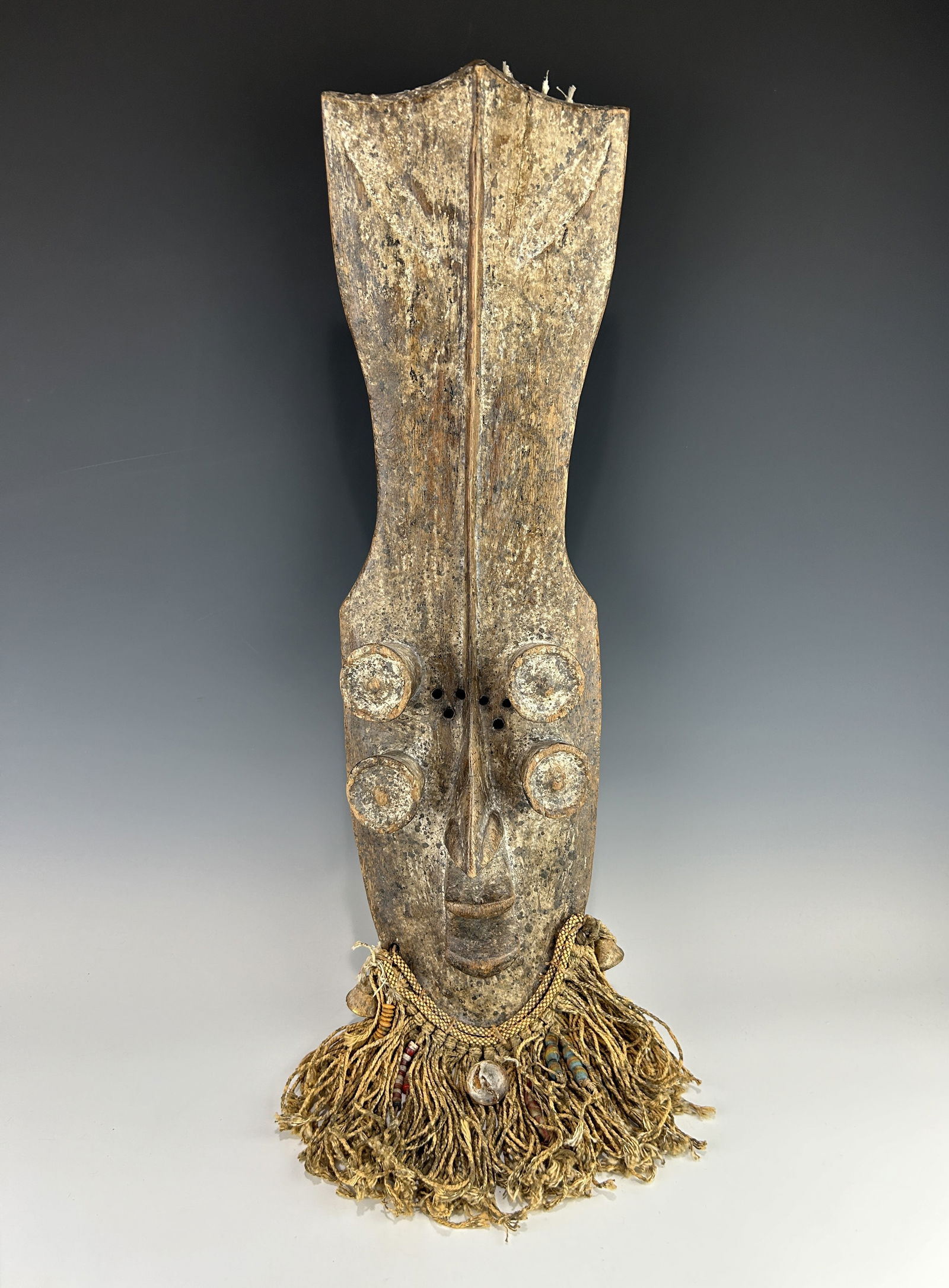 NO RESERVE! AFRICAN IVORY COAST OR LIBERIA GREBO WOODEN MASK WITH FOUR TUBULAR EYES (1 of 10)