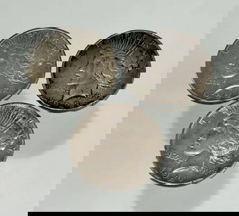 THREE U.S. PEACE SILVER DOLLARS, 1921–1923: A trio of early 20th-century American Peace silver dollars, including 1921, 1922-S and 1923-D. All in in collectible condition with circulated to near uncirculated (1922-S) condition. Please refer to