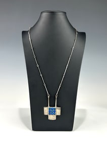 VINTAGE DAVID-ANDERSEN NORDIC STERLING SILVER AND ENAMEL MODERNIST NECKLACE