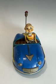 VINTAGE ALPS BLUE #2 BUMPER CAR WITH CLOWN CHARACTER DRIVER