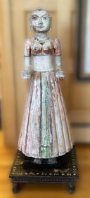 LARGE ANTIQUE 19TH CENTURY PAINTED WOODEN FIGURE OF THE GODDESS GANGAUR