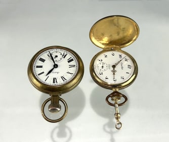 TWO VINTAGE/ANTIQUE POCKET WATCHES, SEARS (BRITAIN) & CORBO (SWISS)