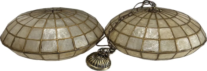 PAIR OF VINTAGE DOME-SHAPED CAPIZ SHELL LAMPSHADES