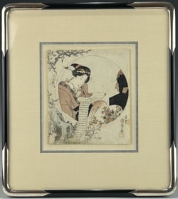 FRAMED ANTIQUE JAPANESE EDO PERIOD WOODBLOCK PRINT BY UTAGAWA KUNISADA