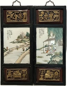 PAIR OF FRAMED ANTIQUE CHINESE PORCELAIN PANELS