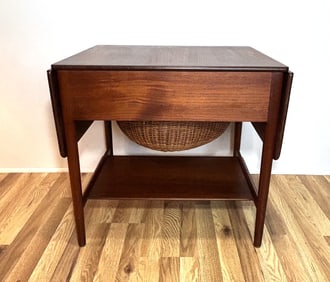 MID-CENTURY DANISH MODERN TEAK SEWING TABLE BY HANS J. WEGNER