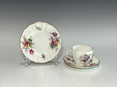 ROYAL CROWN DERBY "DERBY POSIES" CAKE PLATE WITH TEACUP AND SAUCER