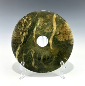 LARGE ANTIQUE CHINESE JADE BI DISC
