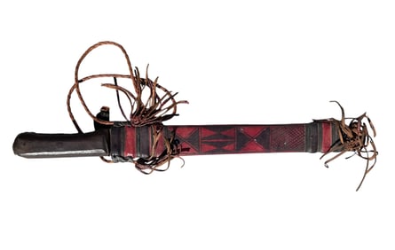 TRADITIONAL MANDINGO SWORD WITH HANDMADE LEATHER SCABBARD