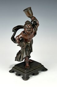 ANTIQUE JAPANESE MEIJI PERIOD BRONZE SAMURAI FIGURE