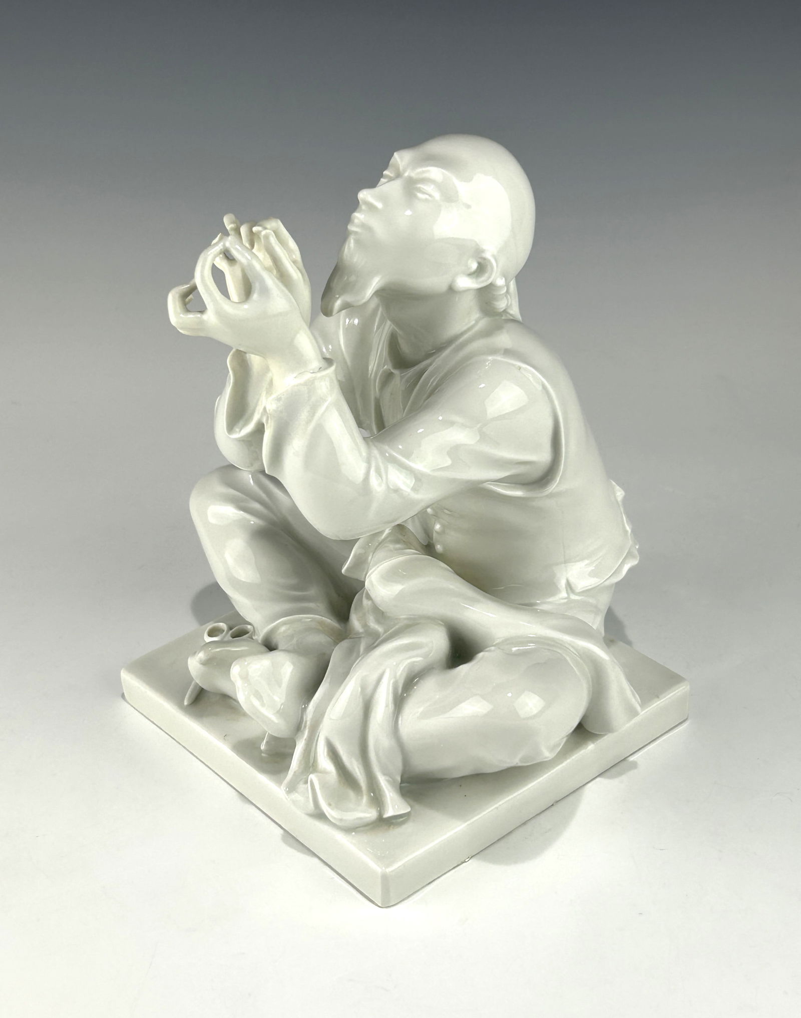 MEISSEN BLANC DE CHINE PORCELAIN FIGURE OF A SEATED ORIENTAL TAILOR (1 of 7)
