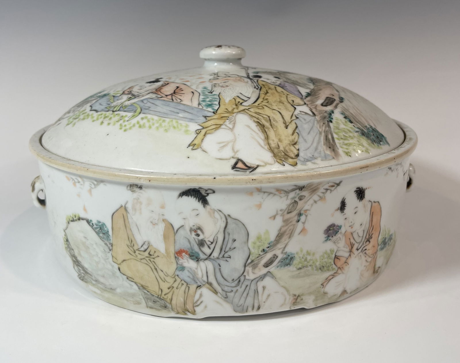 LARGE ANTIQUE CHINESE REPUBLIC QIANJIANG ENAMEL PORCELAIN LIDDED BOWL (1 of 13)