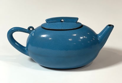 VINTAGE CHINESE MID-CENTURY TURQUOISE GLAZE ZISHA TEAPOT