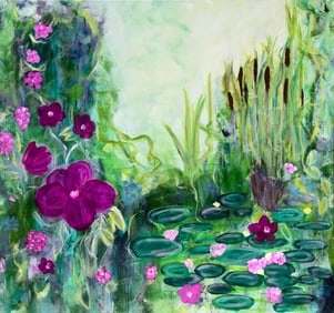 VERDANT VALLEY, LARGE ABSTRACT ACRYLIC MIXED MEDIA ON CANVAS BY GERALDINE ABDOO