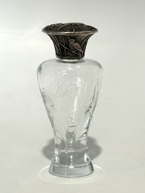 TIFFANY & CO. EXCLUSIVE DESIGN GLASS PERFUME BOTTLE WITH STERLING SILVER STOPPER