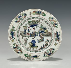 ANTIQUE CHINESE KANGXI PERIOD FAMILLE VERTE PLATE