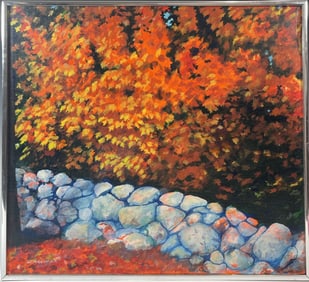 VINTAGE OIL PAINTING OF THE AUTUMN IN CAPE COD BY W. ADELMAN