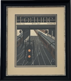 FRAMED SEPTEMBER 1936 FORTUNE MAGAZINE COVER, "THE TRAIN"