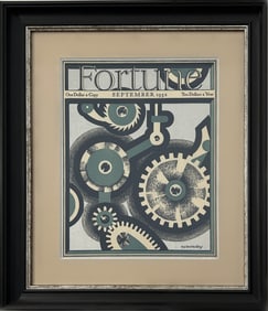 FRAMED SEPTEMBER 1932 FORTUNE MAGAZINE COVER, "COGS IN THE MACHINE"