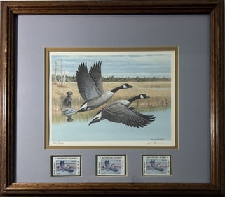 1987 NEW JERSEY WATERFOWL STAMP & PRINT BY LOUIS FRISINO
