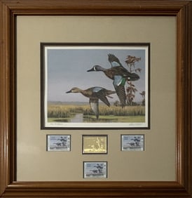 1989 LOUISIANA WATERFOWL STAMP & PRINT GOLD MEDALLION EDITION BY DAVID NOLL