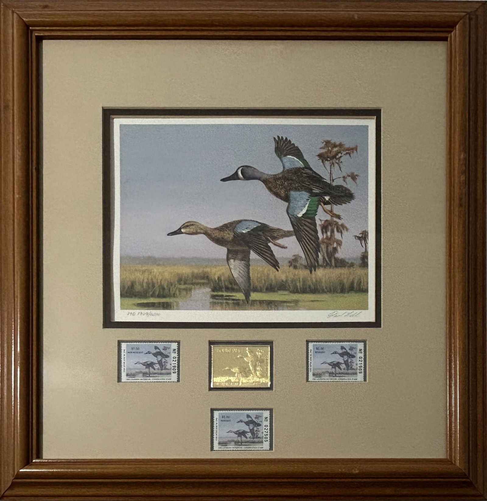 1989 LOUISIANA WATERFOWL STAMP & PRINT GOLD MEDALLION EDITION BY DAVID NOLL (1 of 7)