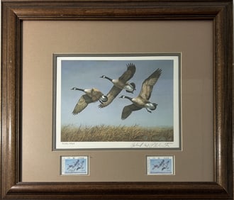 1982 NORTH DAKOTA DUCK STAMP & PRINT BY RICHARD PLASSCHAERT