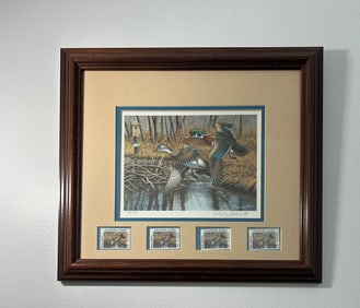 1990 NEW JERSEY WATERFOWL STAMP & PRINT BY RICHARD PLASSCHAERT