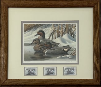1988 NEW JERSEY WATERFOWL STAMP & PRINT BY ROB LESLIE