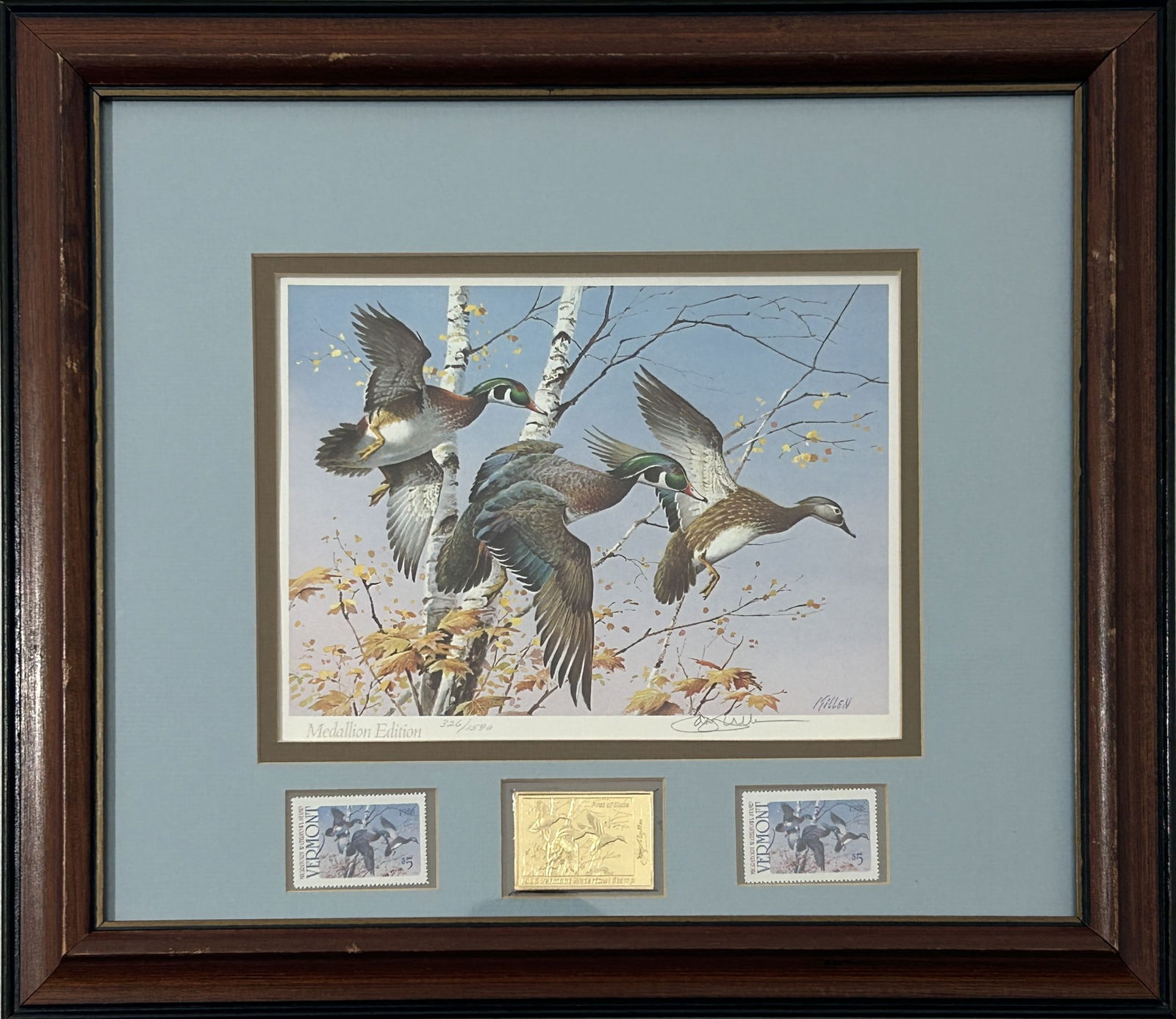 1986 VERMONT WATERFOWL STAMP & PRINT MEDALLION EDITION BY JIM KILLEN (1 of 7)
