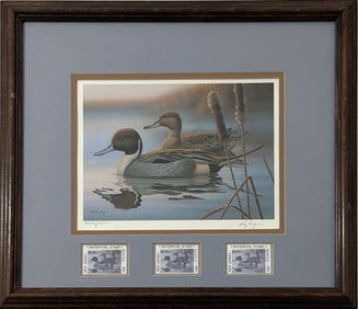 1986 NEW JERSEY WATERFOWL STAMP & PRINT BY RONALD LOUQUE