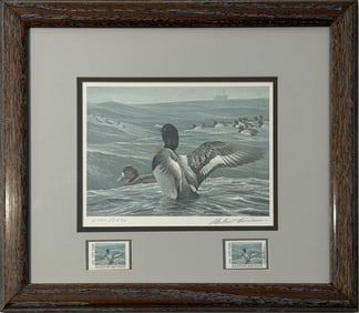 1989 NEW YORK MIGRATORY BIRD STAMP & PRINT BY ROBERT BATEMAN