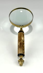 VINTAGE BRASS AND CARVED BONE MAGNIFYING GLASS, MID-20TH CENTURY