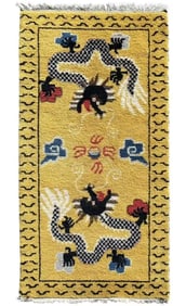 ANTIQUE CHINESE HAND-KNOTTED WOOL DRAGON RUG