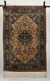 VINTAGE MID-CENTURY PERSIAN HAND-KNOTTED SILK RUG