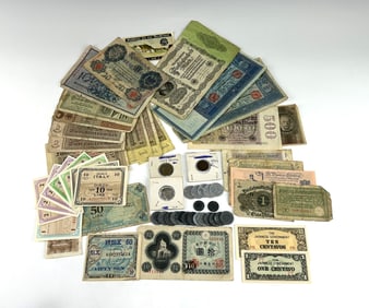 COLLECTION OF INTERNATIONAL PAPER CURRENCIES AND COINS, 19TH/20TH CENTURIES
