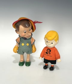 TWO VINTAGE CHARACTER TOYS, PINOCCHIO AND SCHROEDER FROM PEANUTS, MID-20TH CENTURY