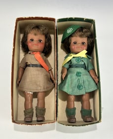 PAIR OF OFFICIAL GIRL SCOUT DOLLS IN ORIGINAL BOXES, BROWNIE AND JUNIOR, CIRCA 1950s