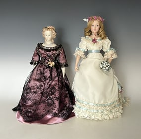 TWO VINTAGE BISQUE HEAD LADIES’ DOLLS, LATE 20TH CENTURY