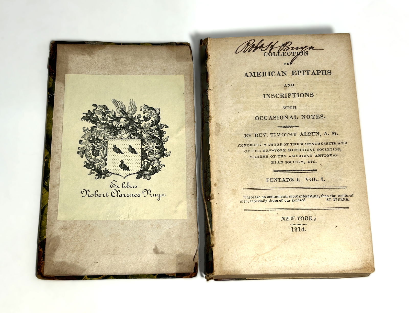 RARE 1814 FIRST EDITION: A COLLECTION OF AMERICAN EPITAPHS AND INSCRIPTIONS WITH OCCASIONAL NOTES (1 of 5)