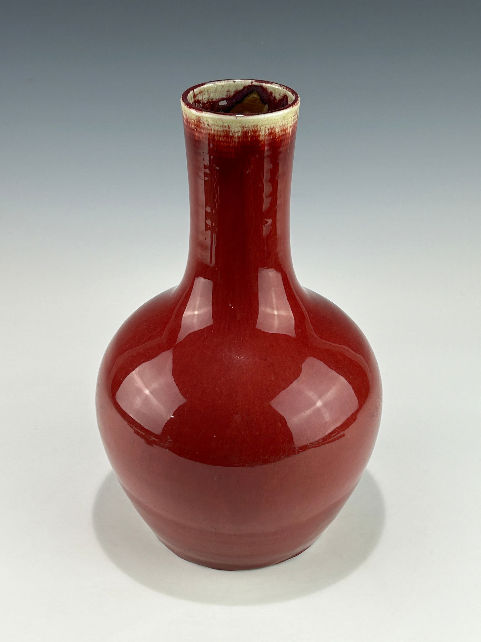 ANTIQUE CHINESE QING DYNASTY COPPER-RED GLAZE PORCELAIN VASE (1 of 7)