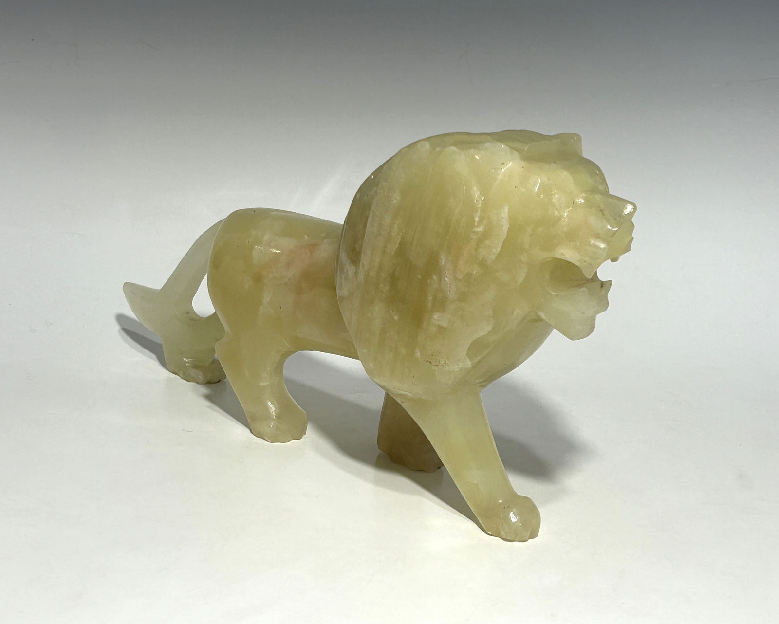 LARGE VINTAGE HAND-CARVED ONYX LION SCULPTURE (1 of 5)