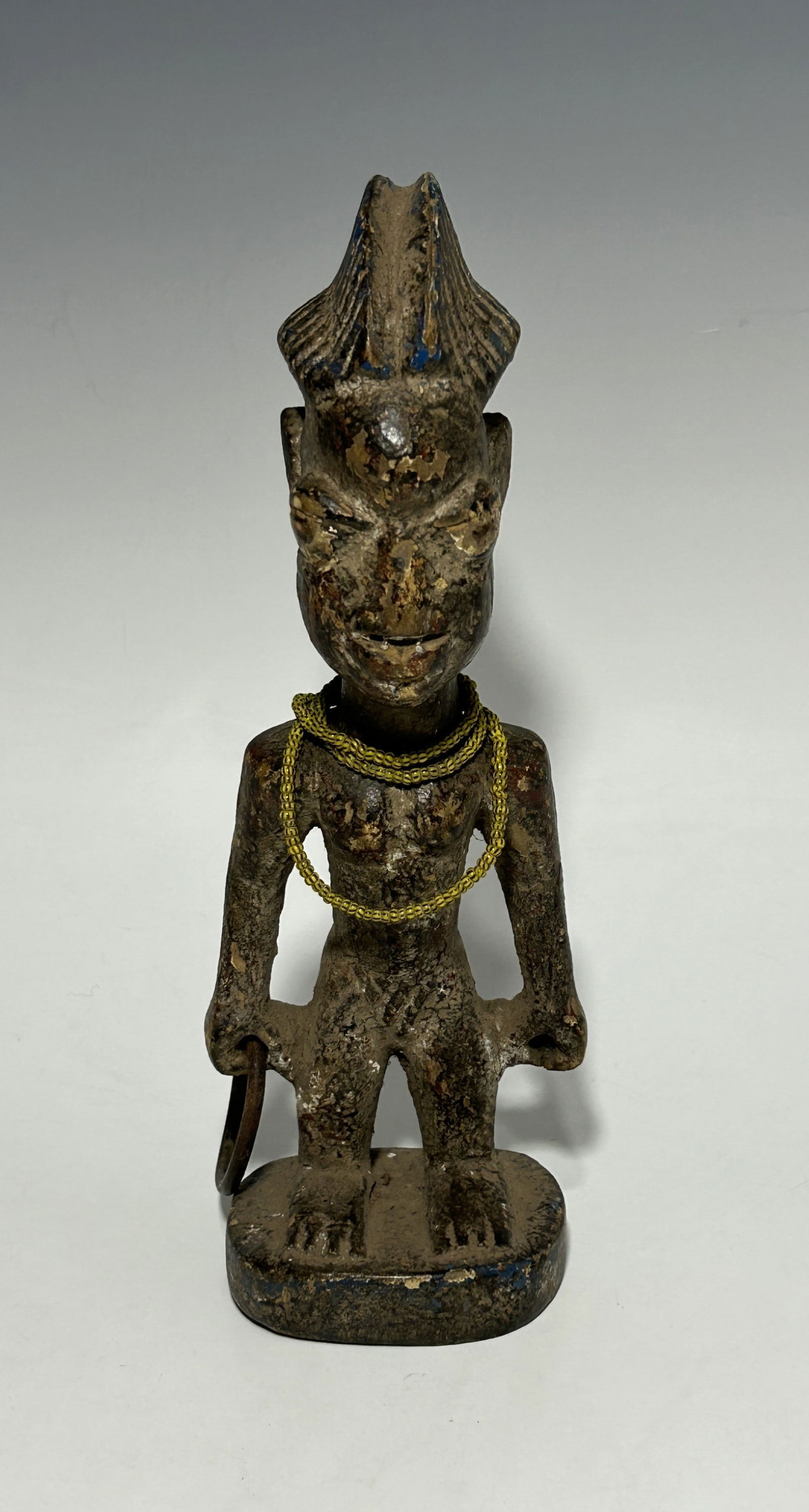 AFRICAN ANTIQUE YORUBA IBEJI TWIN FIGURE WITH BEADED NECKLACE (1 of 4)
