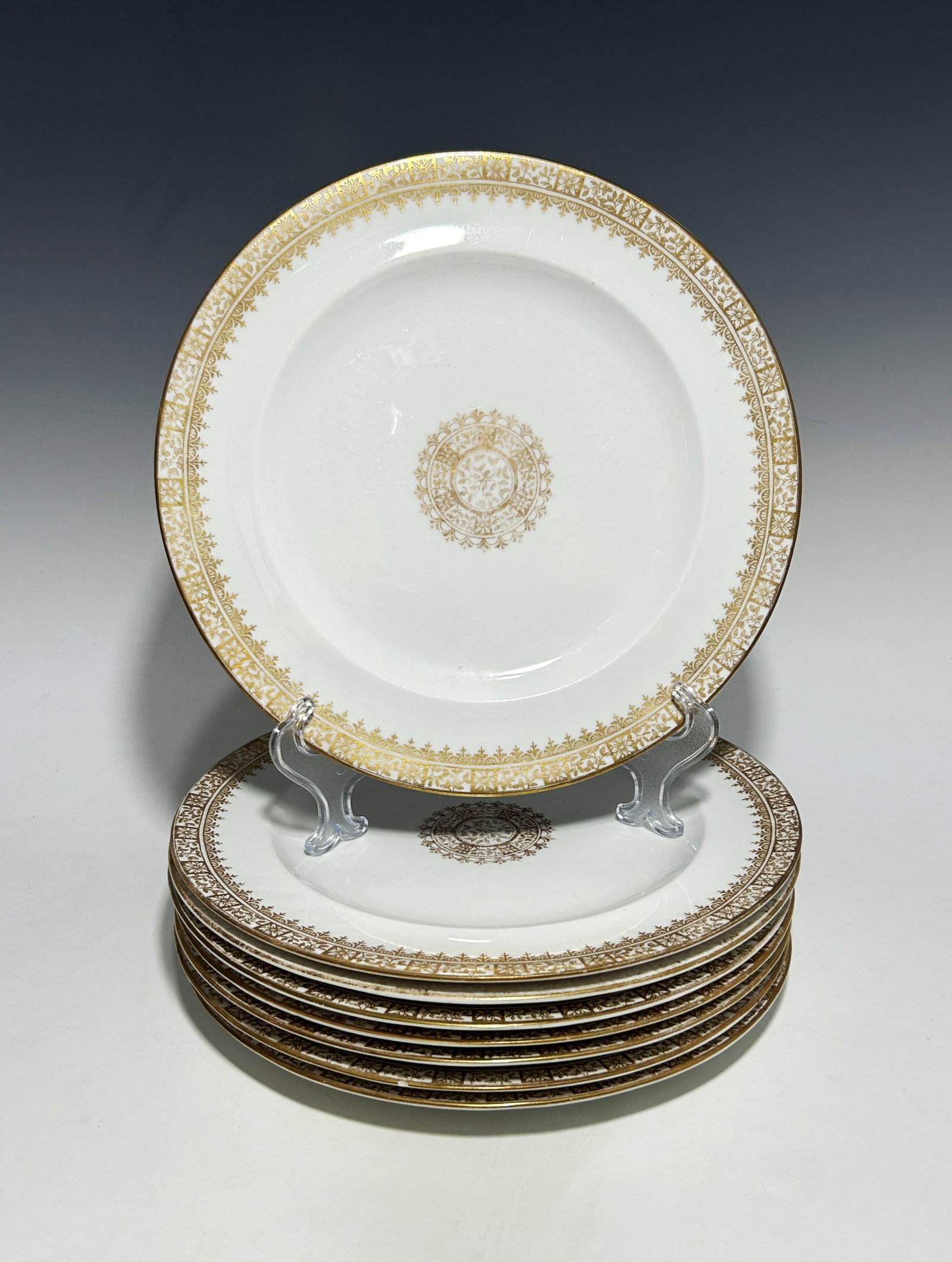 SET OF EIGHT ANTIQUE E.J.D. BODLEY FOR UNION SQUARE NEW YORK PORCELAIN GILT PLATES (1 of 4)