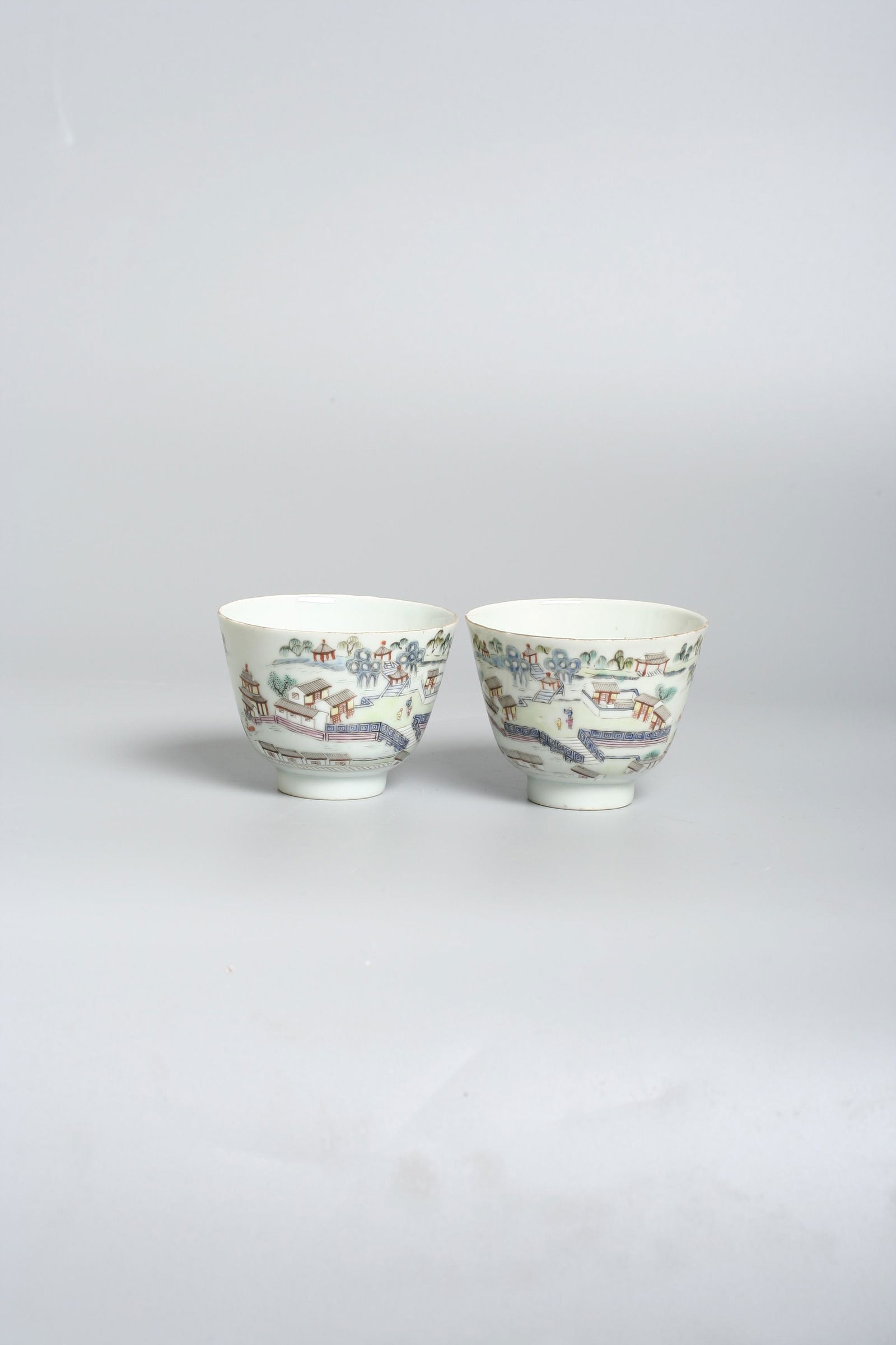 A pair famille rose chinese porcelain cups (1 of 8)