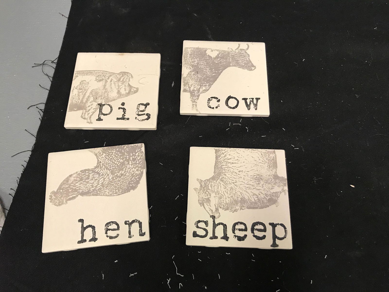Handmade Farm Coasters: 4 handmade farm coasters