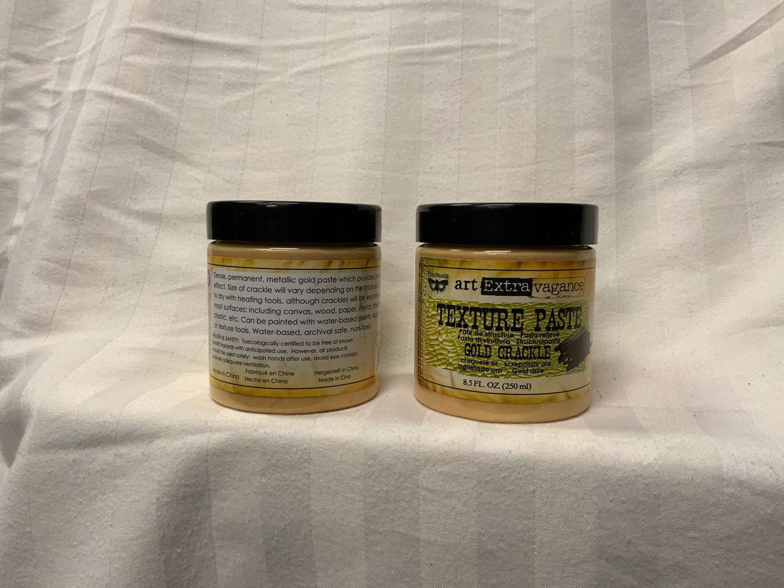 Gold Crackle Paste: New Two jars of 8.5 fl oz gold crackle texture paste See image for application and medium details
