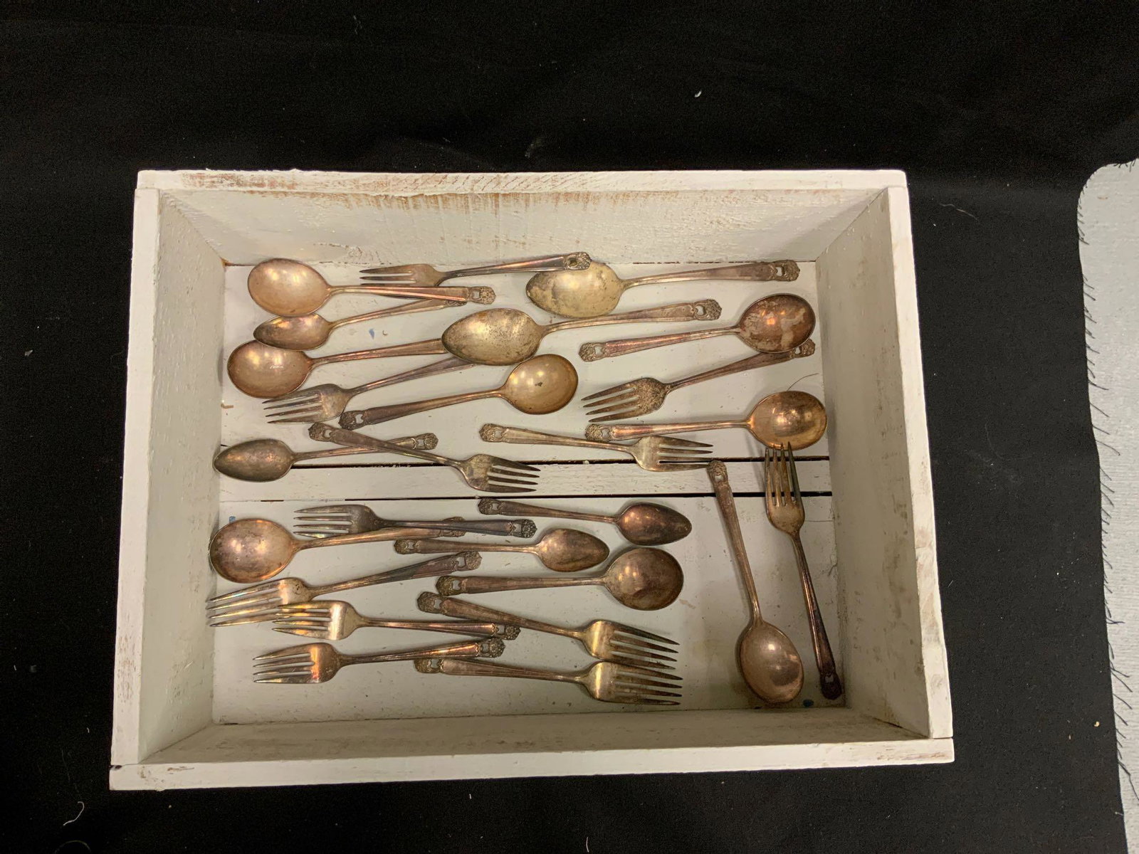 Antique Silverware: Antique Silverware Includes wooden white box