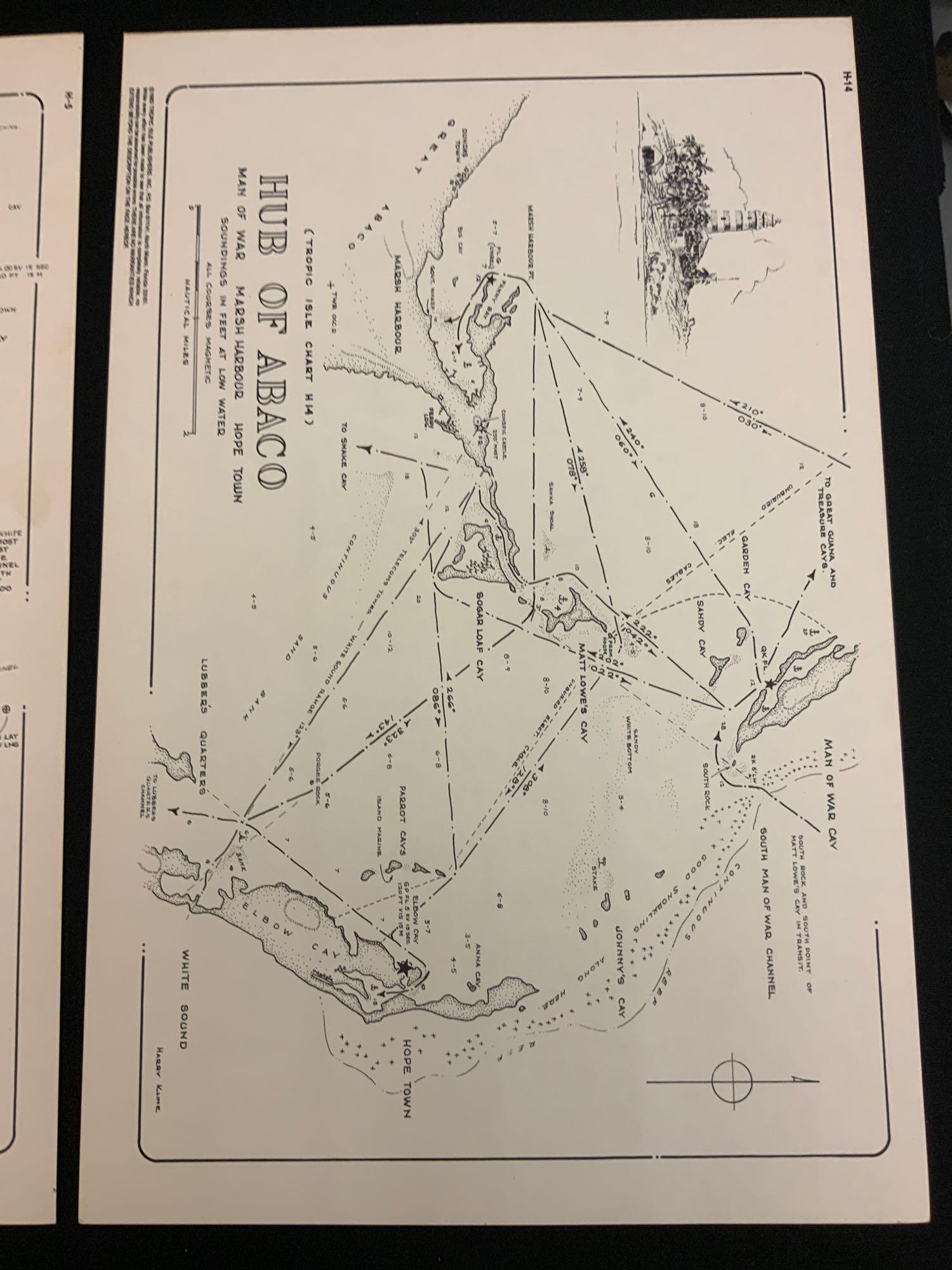 Boating Maps, hub of Abaco, man-of-war cay to Cherokee: Maps from 1981 tropic Isle publishers, Inc By Harry Kline hub of Abaco, man-of-war cay to. Cherokee sound, marsh Harbour size 11“ x 17“